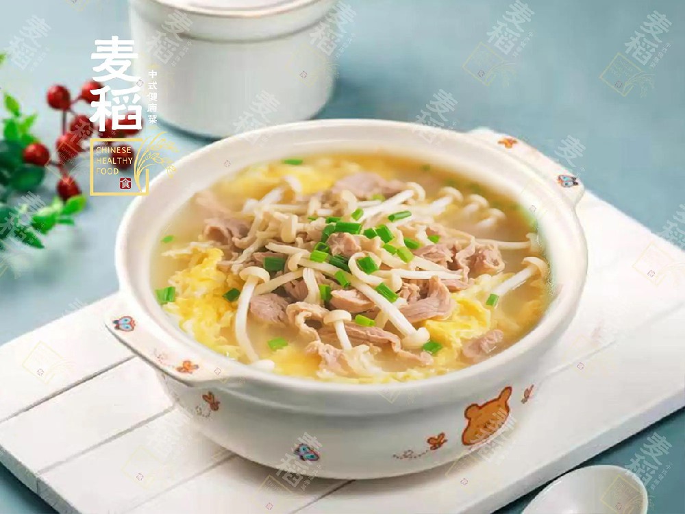 三鲜汤(金针菇肉丝白菜)